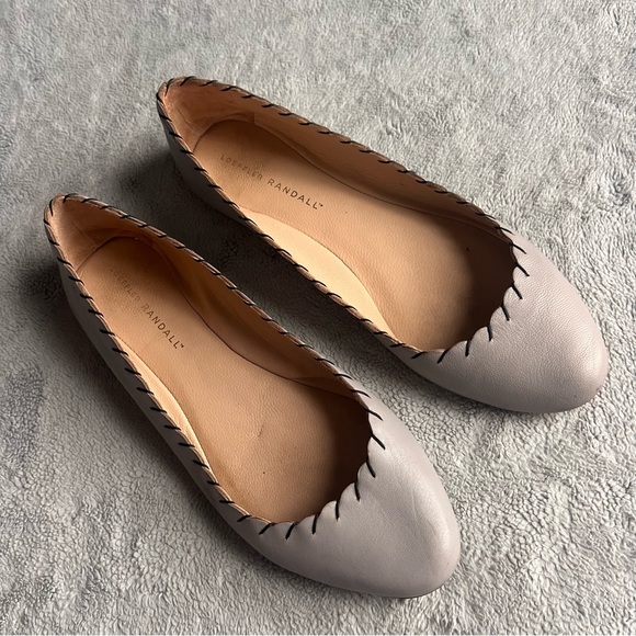 Loeffler Randall Shoes - Loeffler Randall Karlotta Stitched Kid Nappa Leather Scalloped Ballet Flats Gray